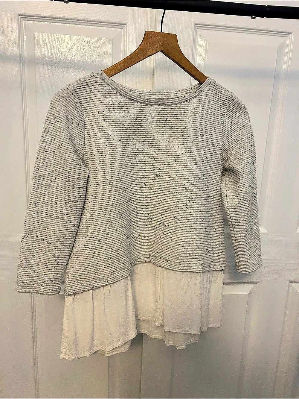 LOFT Gray & White Layered Tunic Size XS Petite